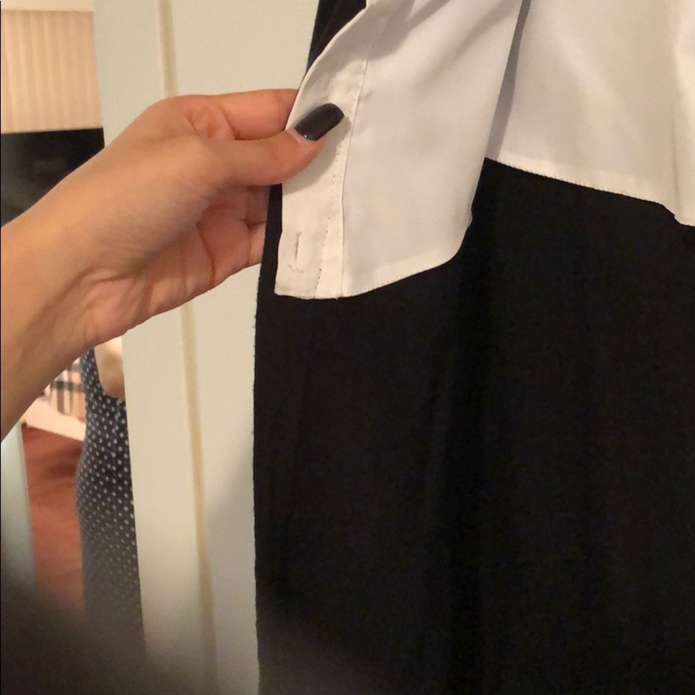 White/Black Quarter sleeve collar top - Picture 3 of 6